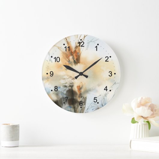 美しい抽象芸術絵画の水色の大きな塊 ラージ壁時計 (ホーム)