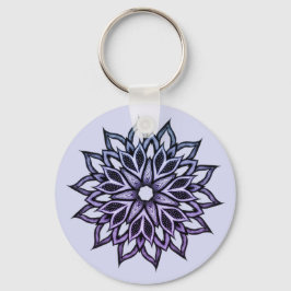 美しい抽象芸術花紫 キーホルダー