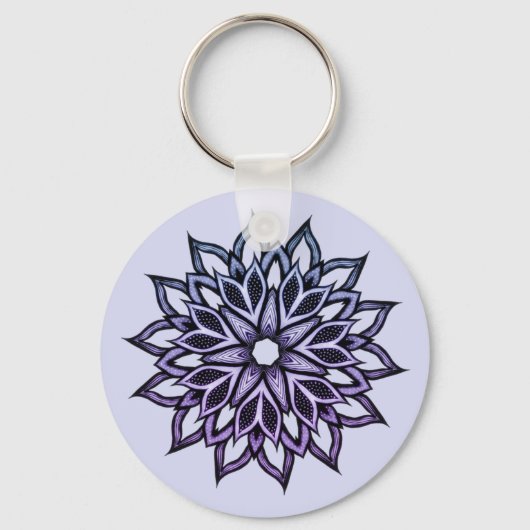 美しい抽象芸術花紫 キーホルダー (正面)