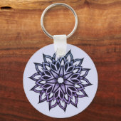 美しい抽象芸術花紫 キーホルダー (正面)