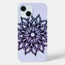 美しい抽象芸術花紫 iPhone 15ケース