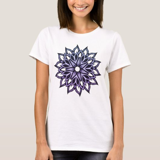 美しい抽象芸術花紫 Tシャツ (正面)