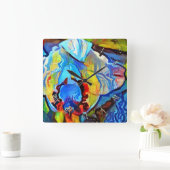 美しい抽象芸術花 スクエア壁時計 (ホーム)