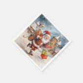 美しい抽象芸術走のサンタクロースの贈り物 スタンダードカクテルナプキン (角)
