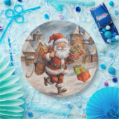 美しい抽象芸術走のサンタクロースの贈り物 ペーパープレート (パーティー)