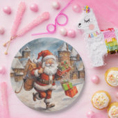 美しい抽象芸術走のサンタクロースの贈り物 ペーパープレート (パーティー)