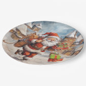 美しい抽象芸術走のサンタクロースの贈り物 ペーパープレート (アングル)