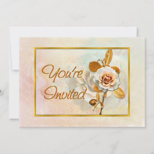 美しい招待状とバラ 招待状 (正面)