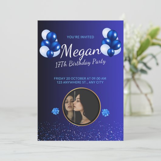 美しい招待状誕生日カード 招待状 (スタンド正面)