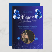 美しい招待状誕生日カード 招待状 (正面/裏面)