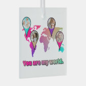 美しい数々のカラーの世界地図フォトコラージュ ガラスオーナメント (正面右)