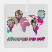 美しい数々のカラーの世界地図フォトコラージュ ガラスオーナメント (裏面)