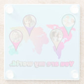 美しい数々のカラーの世界地図フォトコラージュ ガラスコースター (裏面)