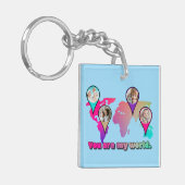 美しい数々のカラーの世界地図フォトコラージュ キーホルダー (正面左)