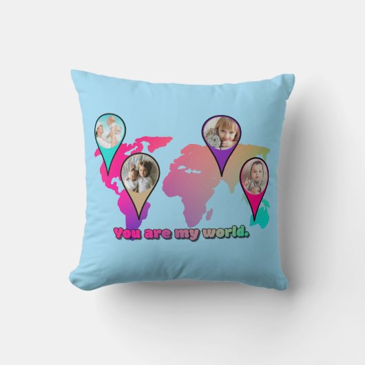 美しい数々のカラーの世界地図フォトコラージュ クッション (正面)