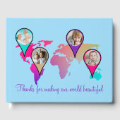 美しい数々のカラーの世界地図フォトコラージュ ゲストブック (正面)