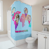 美しい数々のカラーの世界地図フォトコラージュ シャワーカーテン (インサイチュ)