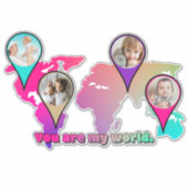 美しい数々のカラーの世界地図フォトコラージュ シール (正面)