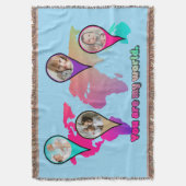 美しい数々のカラーの世界地図フォトコラージュ スローブランケット (正面縦)