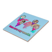 美しい数々のカラーの世界地図フォトコラージュ タイル (側面)