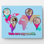 美しい数々のカラーの世界地図フォトコラージュ フォトプラーク (正面)