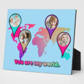 美しい数々のカラーの世界地図フォトコラージュ フォトプラーク (側面)