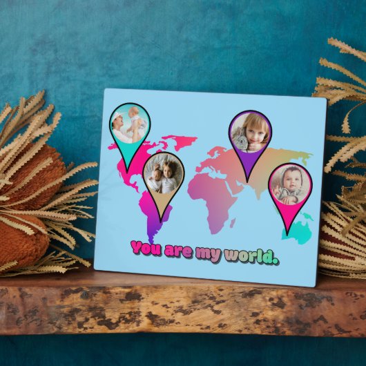 美しい数々のカラーの世界地図フォトコラージュ フォトプラーク (側面)