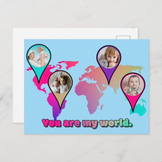 美しい数々のカラーの世界地図フォトコラージュ ポストカード (正面/裏面)