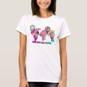 美しい数々のカラーの世界地図フォトコラージュ Tシャツ