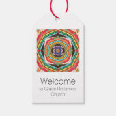 美しい数々のカラーケンテ万華鏡のように千変万化するパターン ギフトタグ (正面)