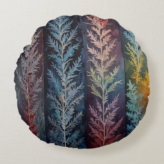 美しい数々の色の氷の結晶フェザー ラウンドクッション (正面)