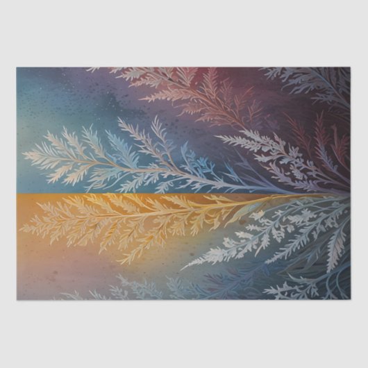 美しい数々の色の氷の結晶フェザー 薄葉紙 (正面)