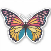 美しい数々の色の蝶 シール (正面)