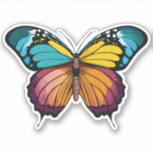 美しい数々の色の蝶 シール (正面)