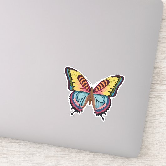 美しい数々の色の蝶 シール (詳細)