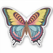 美しい数々の色の蝶 シール (正面)