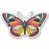 美しい数々の色の蝶 シール (正面)