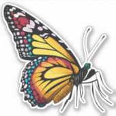 美しい数々の色の蝶 シール (正面)