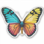 美しい数々の色の蝶 シール (正面)
