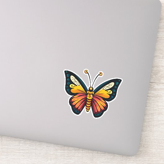 美しい数々の色の蝶 シール (詳細)