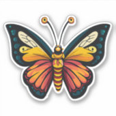 美しい数々の色の蝶 シール (正面)