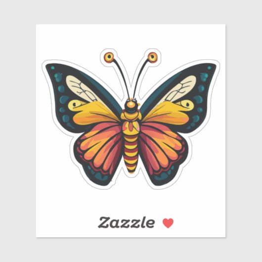 美しい数々の色の蝶 シール (シート)