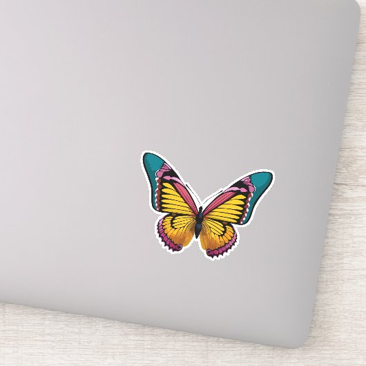 美しい数々の色の蝶 シール (詳細)