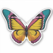 美しい数々の色の蝶 シール (正面)