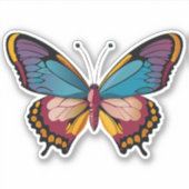 美しい数々の色の蝶 シール (正面)