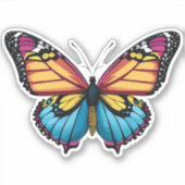 美しい数々の色の蝶 シール (正面)