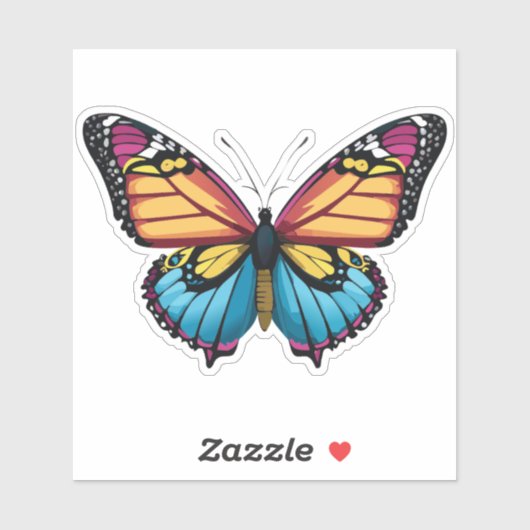 美しい数々の色の蝶 シール (シート)