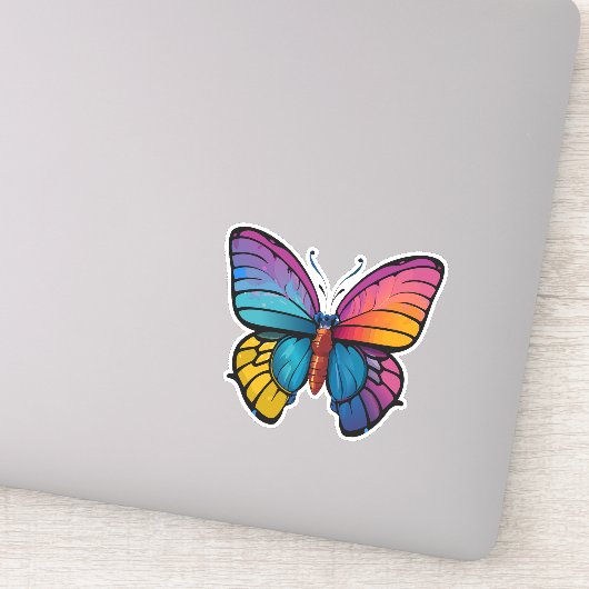 美しい数々の色の蝶 シール (詳細)