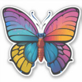 美しい数々の色の蝶 シール (正面)