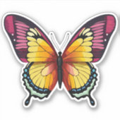 美しい数々の色の蝶 シール (正面)